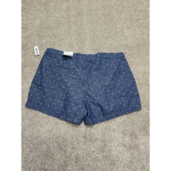 Old navy linen blend shorts womens sz 16 chambray navy dot shorts nwt - Picture 2 of 12